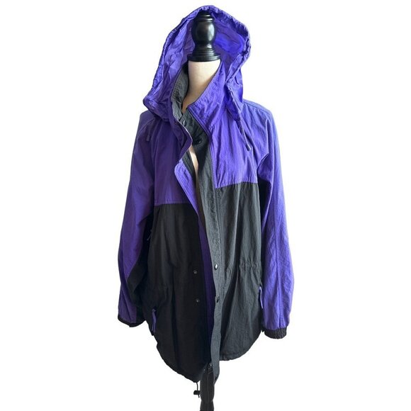 Dunbrooke VINTAGE Jacket Coat Purple 90s Hood Net Lining Mid Length Size XL - Picture 3 of 9